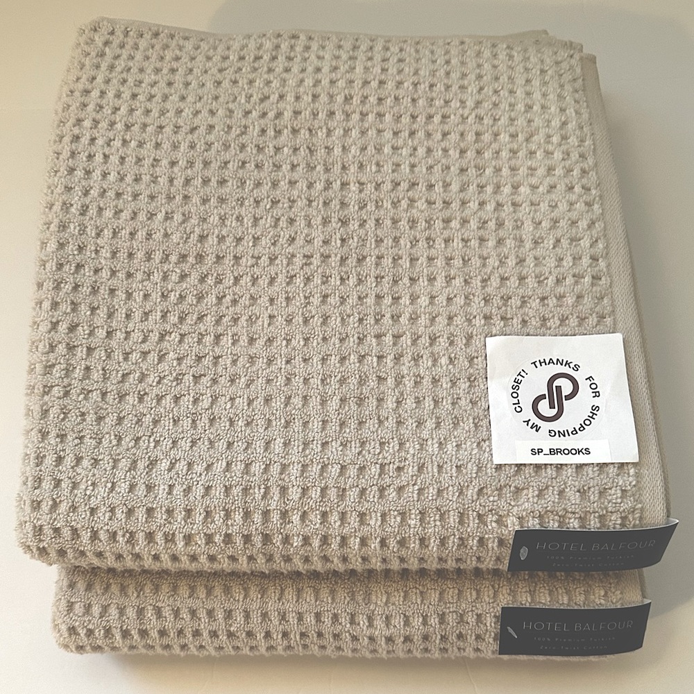 🎁Hotel Balfour Bath Towels - Zero Twist Waffle Cotton Towels - Set of 2 - Taupe
